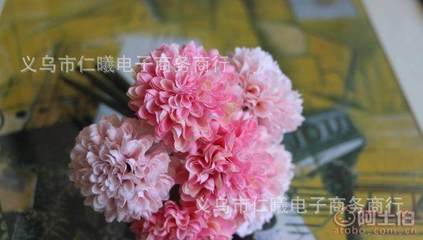 义乌仁曦商行 厂家直销6叉球菊8色欧式高端仿真花，婚庆花艺的理想之选